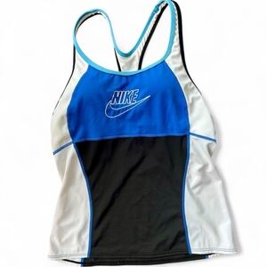NIKE Racerback Colorblock Padded Athletic Swim Tank Top Tankini Workout | Size 8